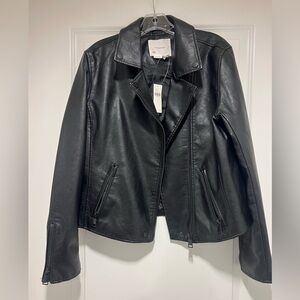 Anthropologie Women's Black Vegan Leather Jacket | Large